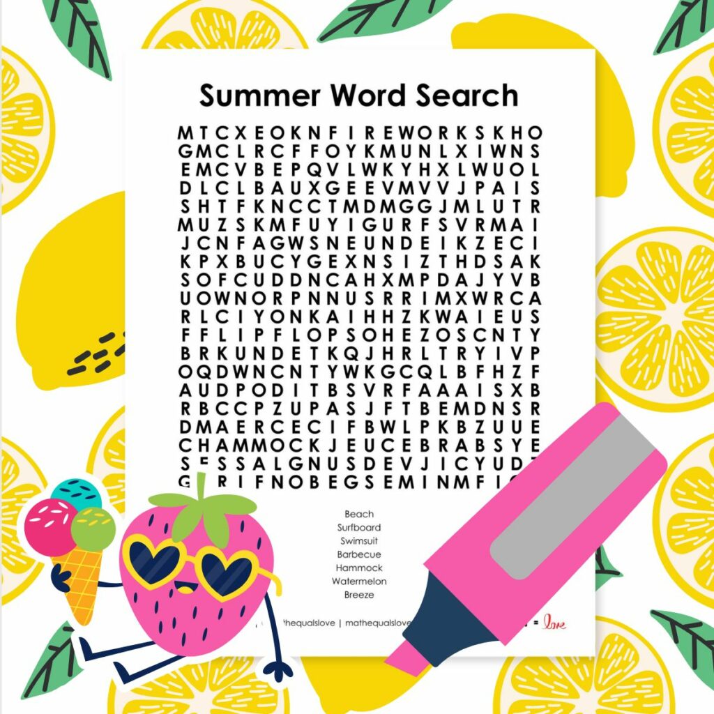 summer word search puzzle free printable pdf.