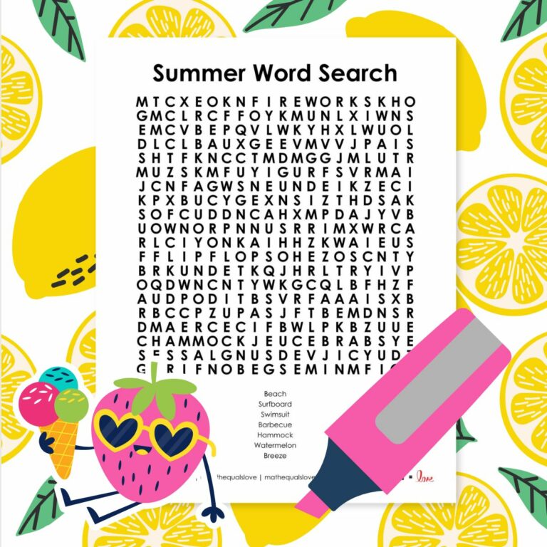 summer word search puzzle free printable pdf.
