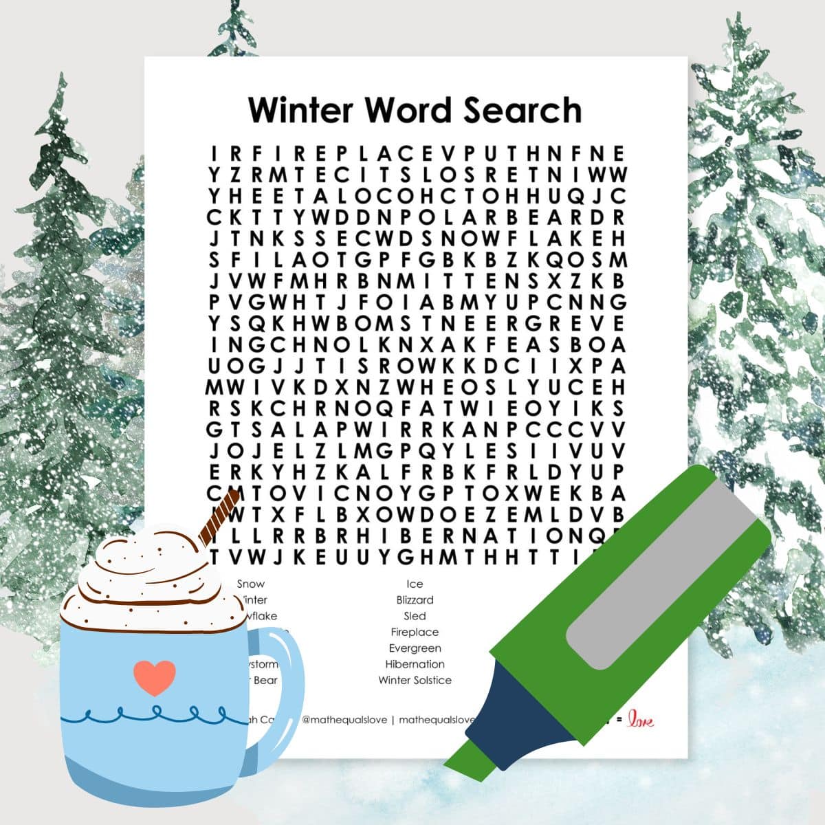 winter word search puzzle free printable pdf.