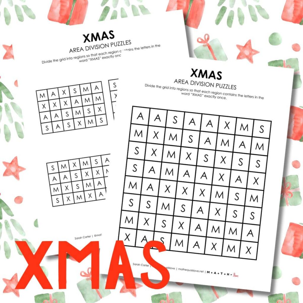 xmas area division logic puzzle for christmas.