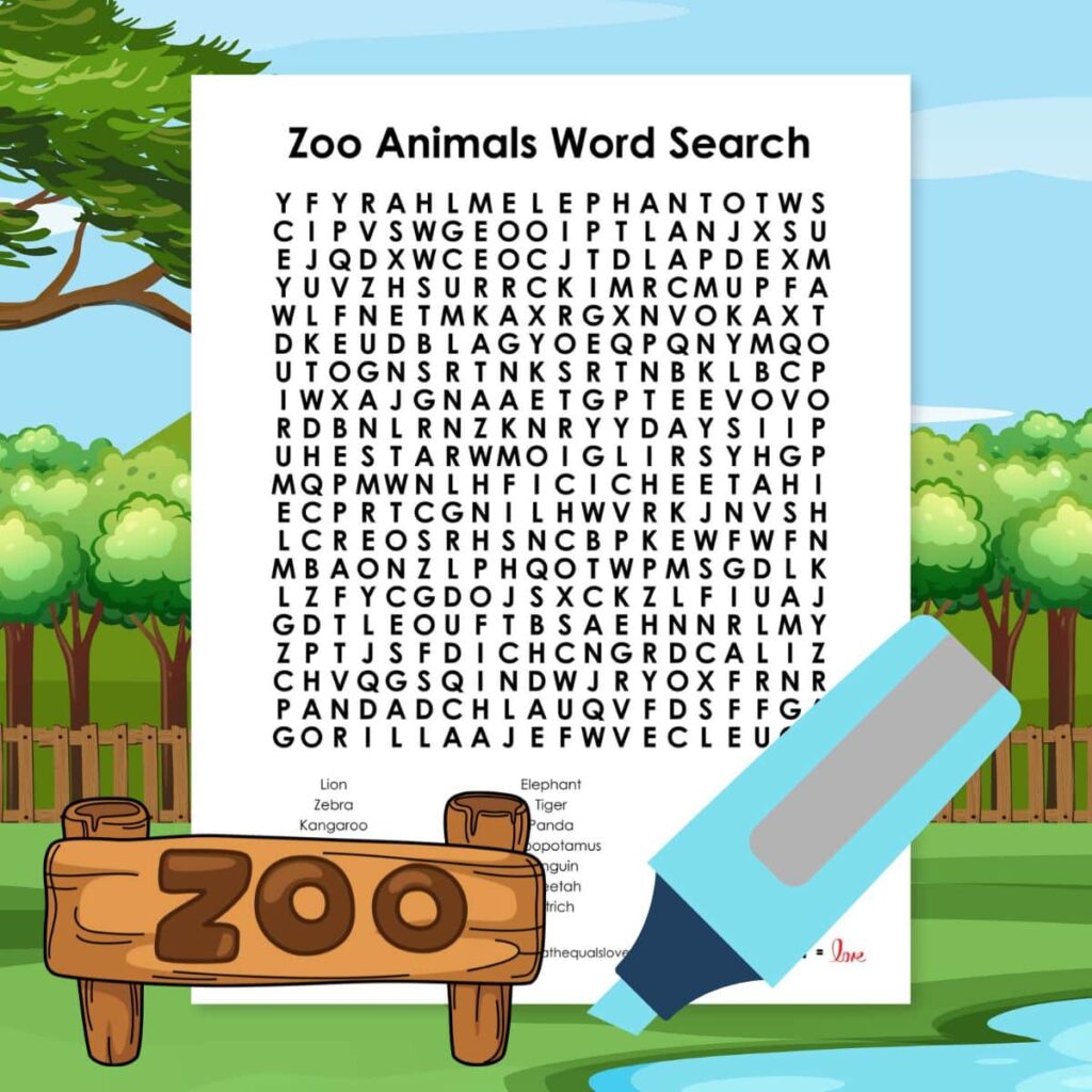 zoo animals word search puzzle free printable pdf. 