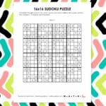16x16 sudoku puzzle free printable pdf.
