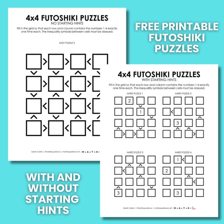 futoshiki logic puzzles 4x4 free printable pdf.