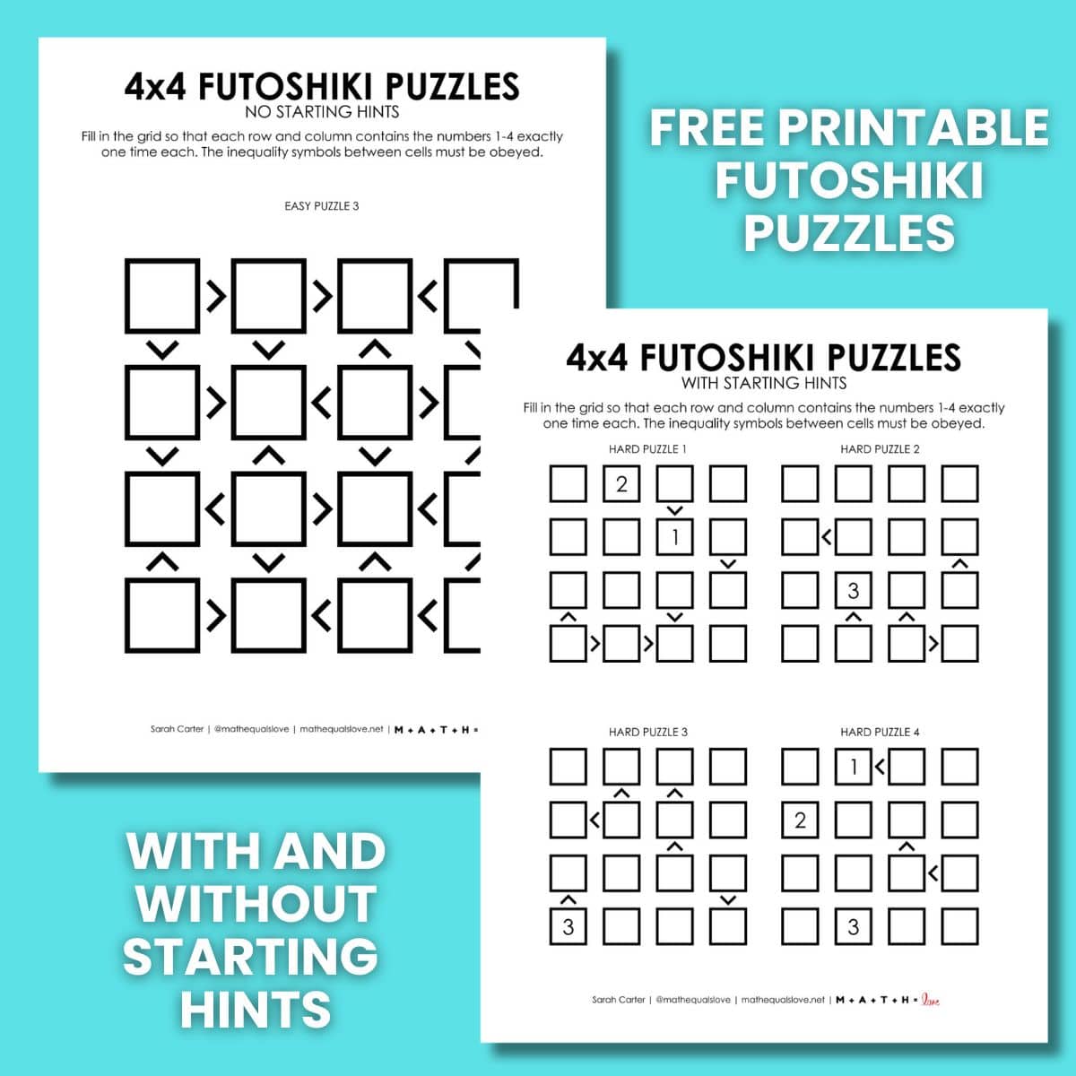 futoshiki logic puzzles 4x4 free printable pdf.