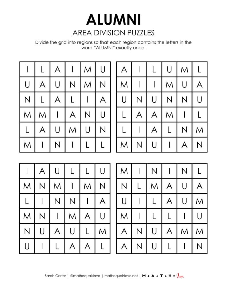 alumni area division logic puzzle.