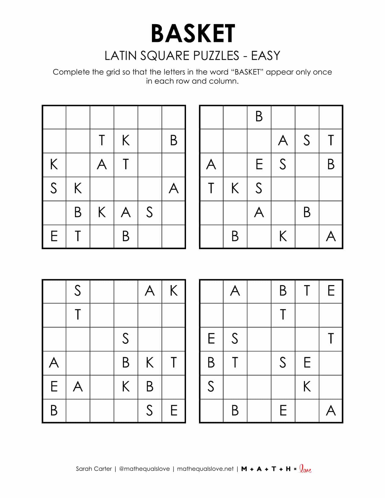 Easter Basket Latin Square Puzzles Math Love easter-basket-latin-square-puzzles-math-love