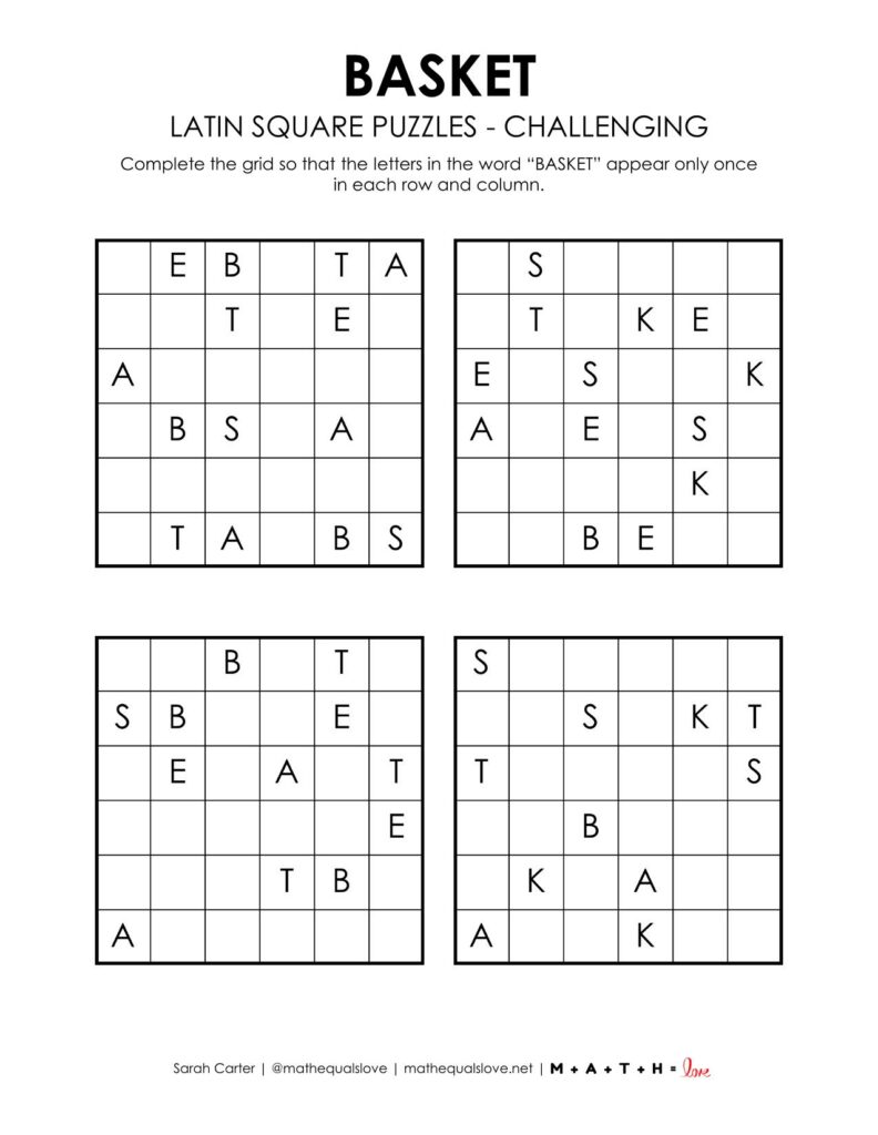 easter basket logic puzzle latin square puzzle level challenging.