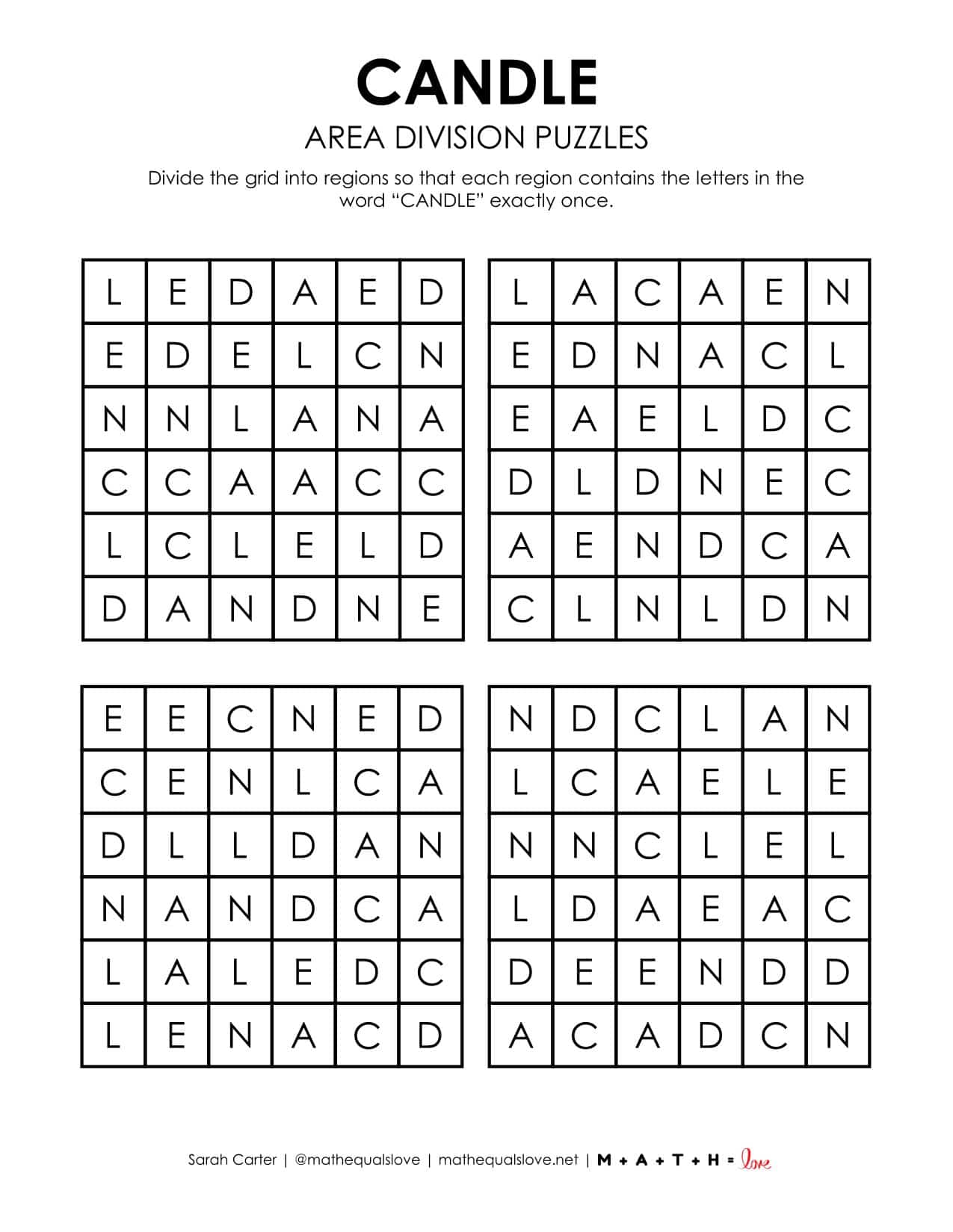 Candle Area Division Logic Puzzles | Math = Love