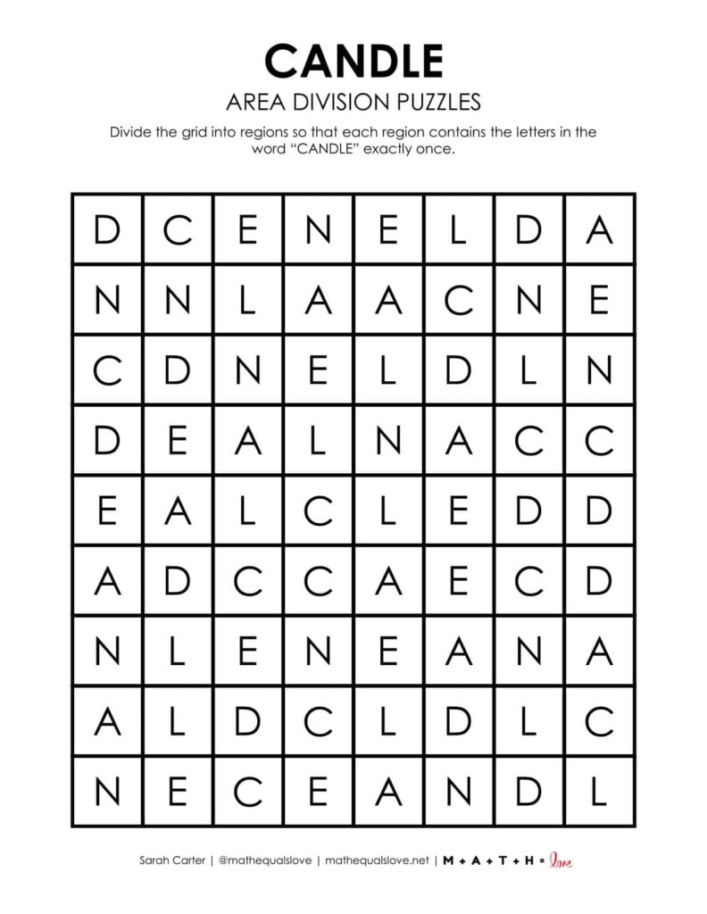 candle area division logic puzzle. 