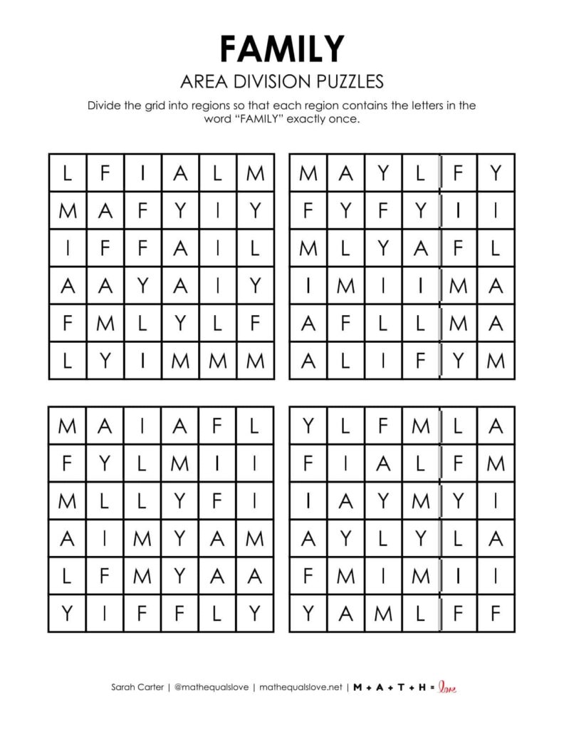 family area division logic puzzle. 