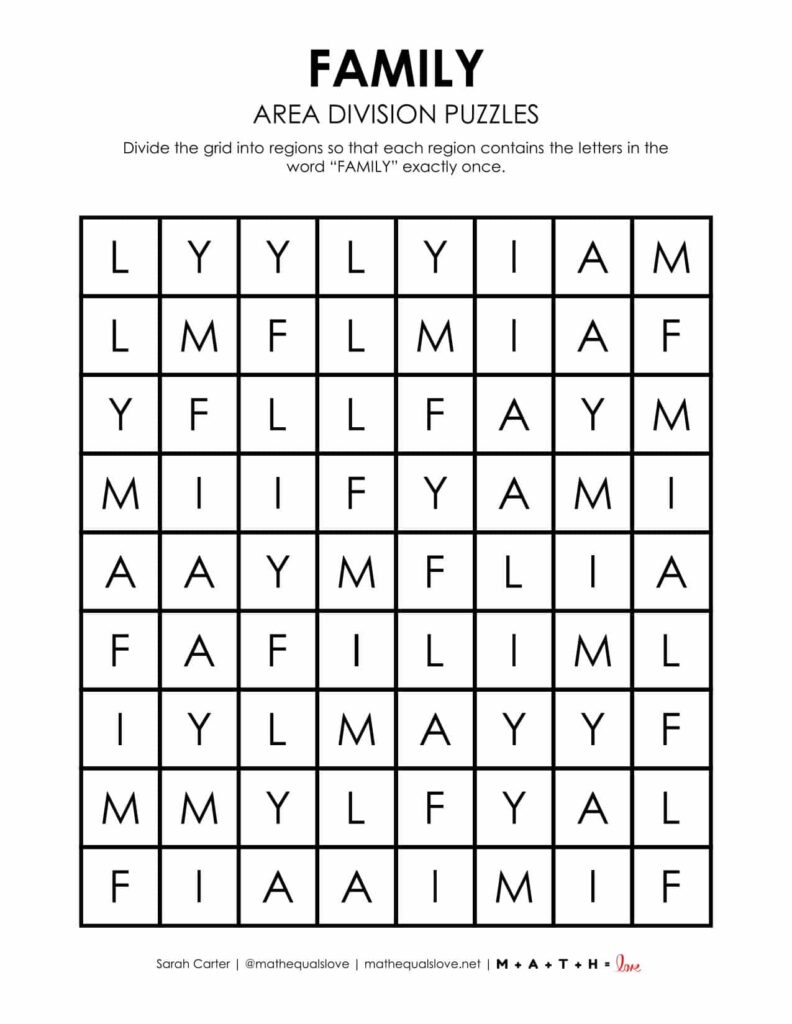 family area division logic puzzle. 