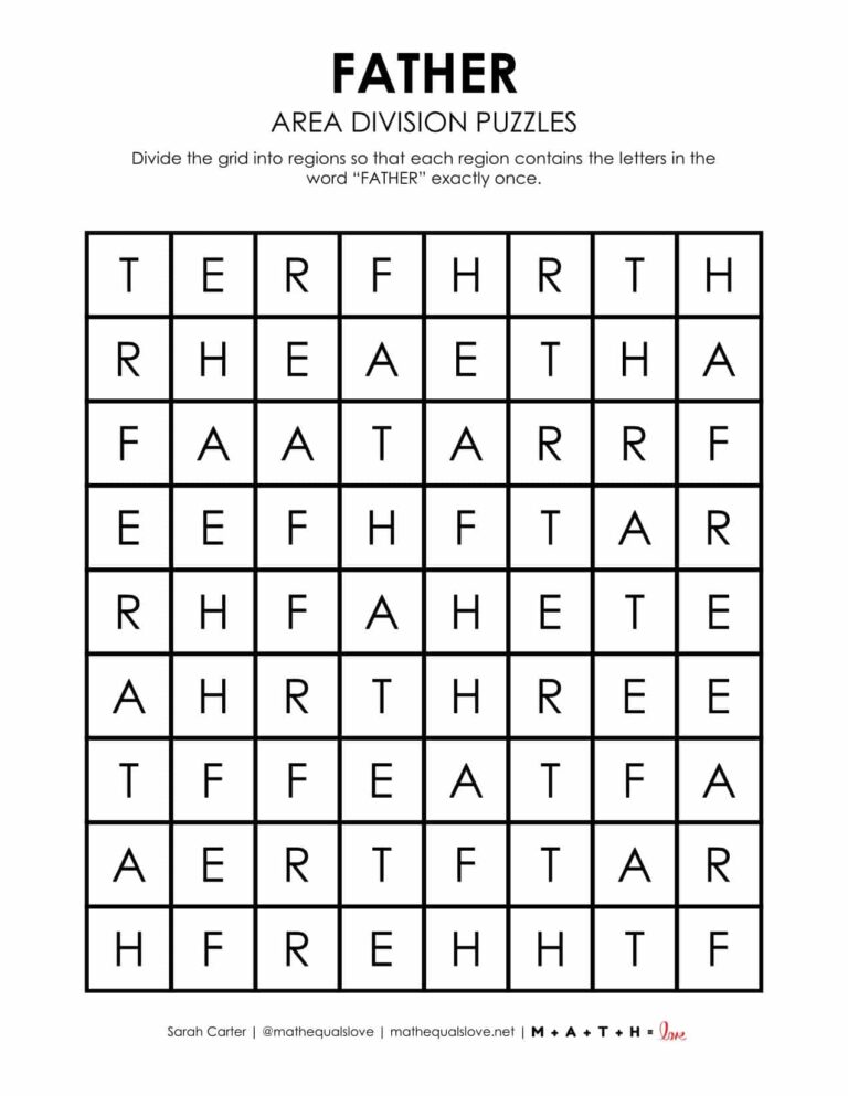 Father Area Division Logic Puzzles | Math = Love