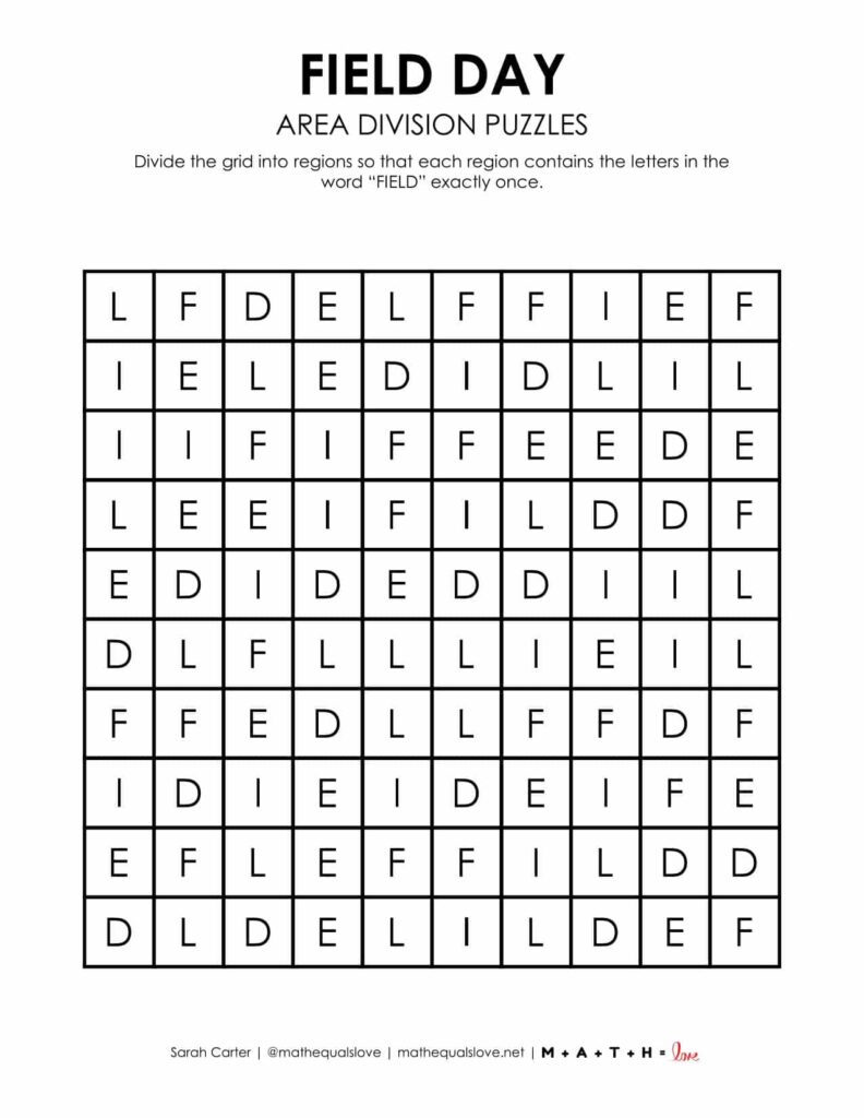 field day logic puzzle printable.