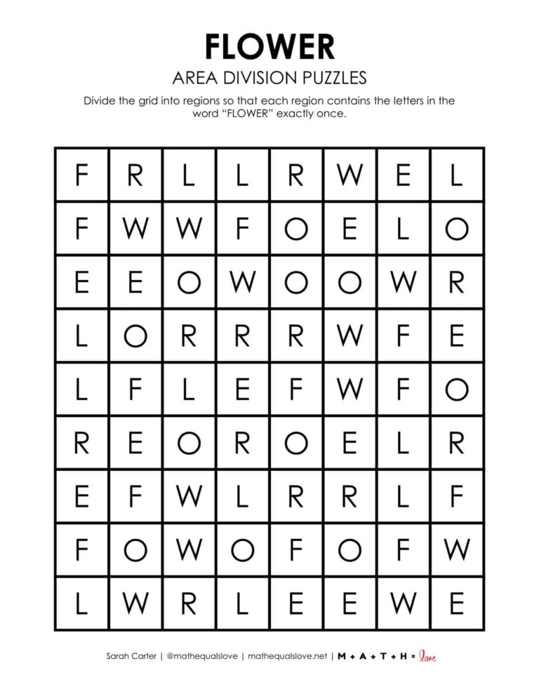 Logic Math Problems Flower Flower Area Division Logic Puzzles | Math = Love