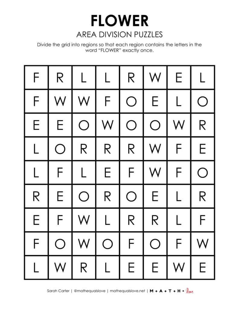 flower spring logic puzzle printable pdf.