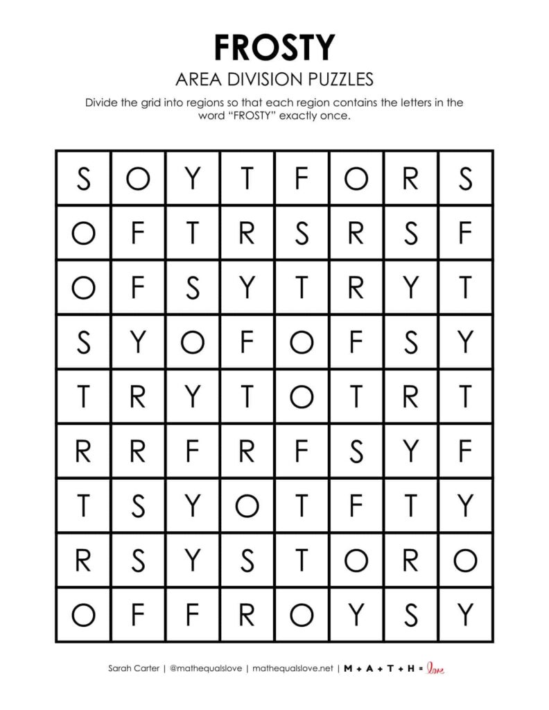 frosty winter logic puzzle pdf printable.