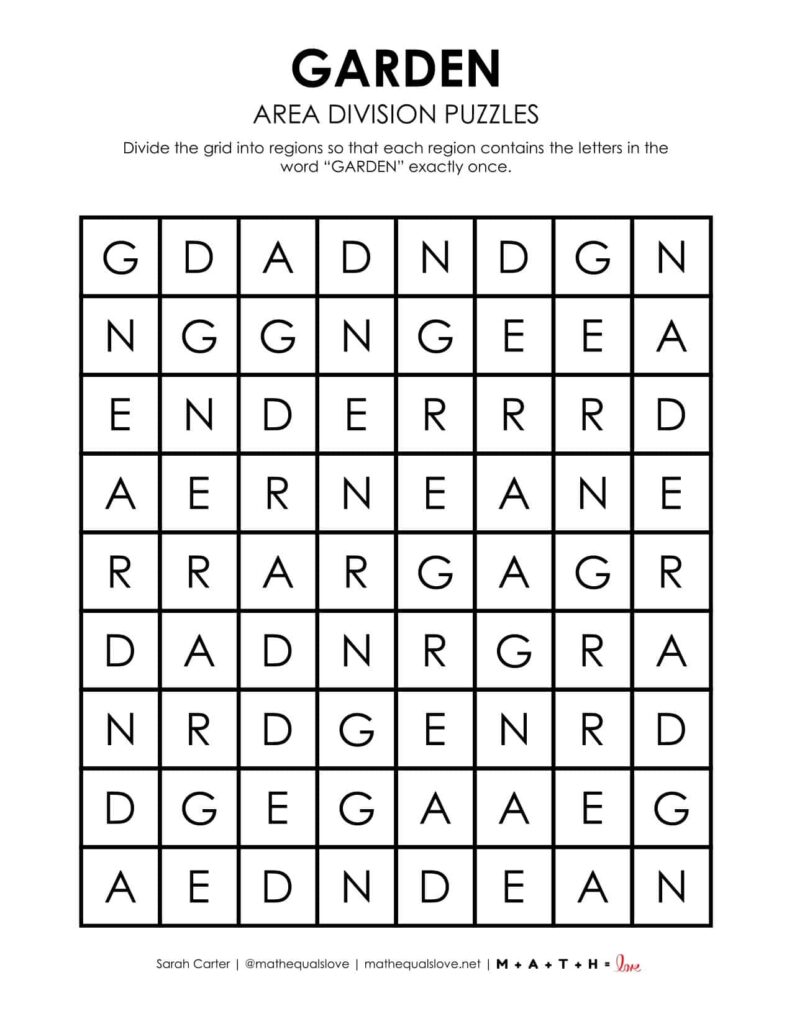 garden spring logic puzzle printable.