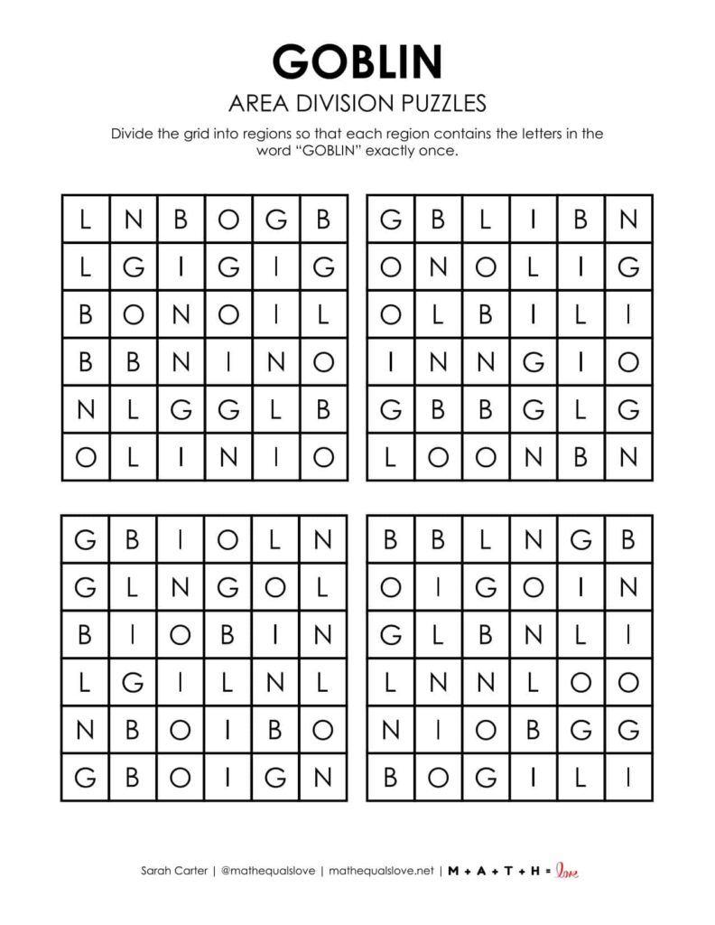 goblin halloween logic puzzle printable. 