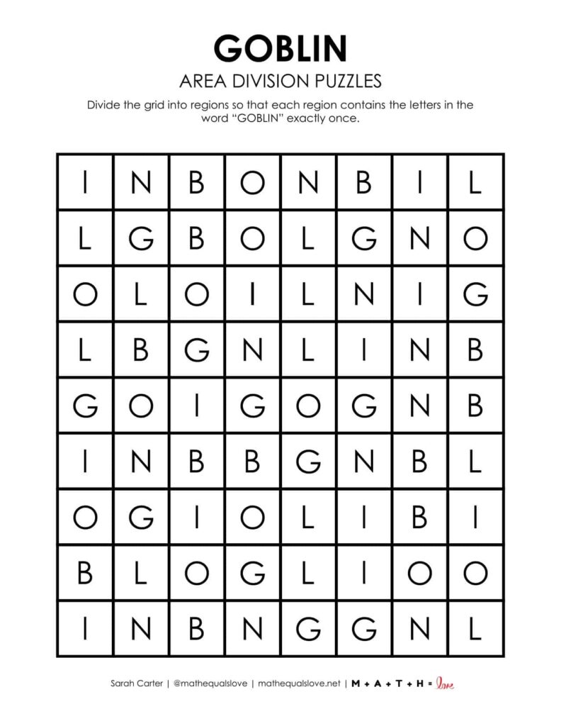 goblin halloween logic puzzle printable pdf. 