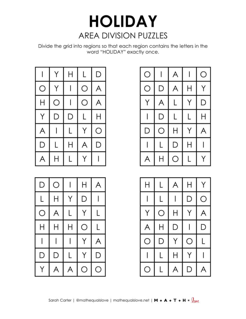 happy holidays logic puzzle printable.