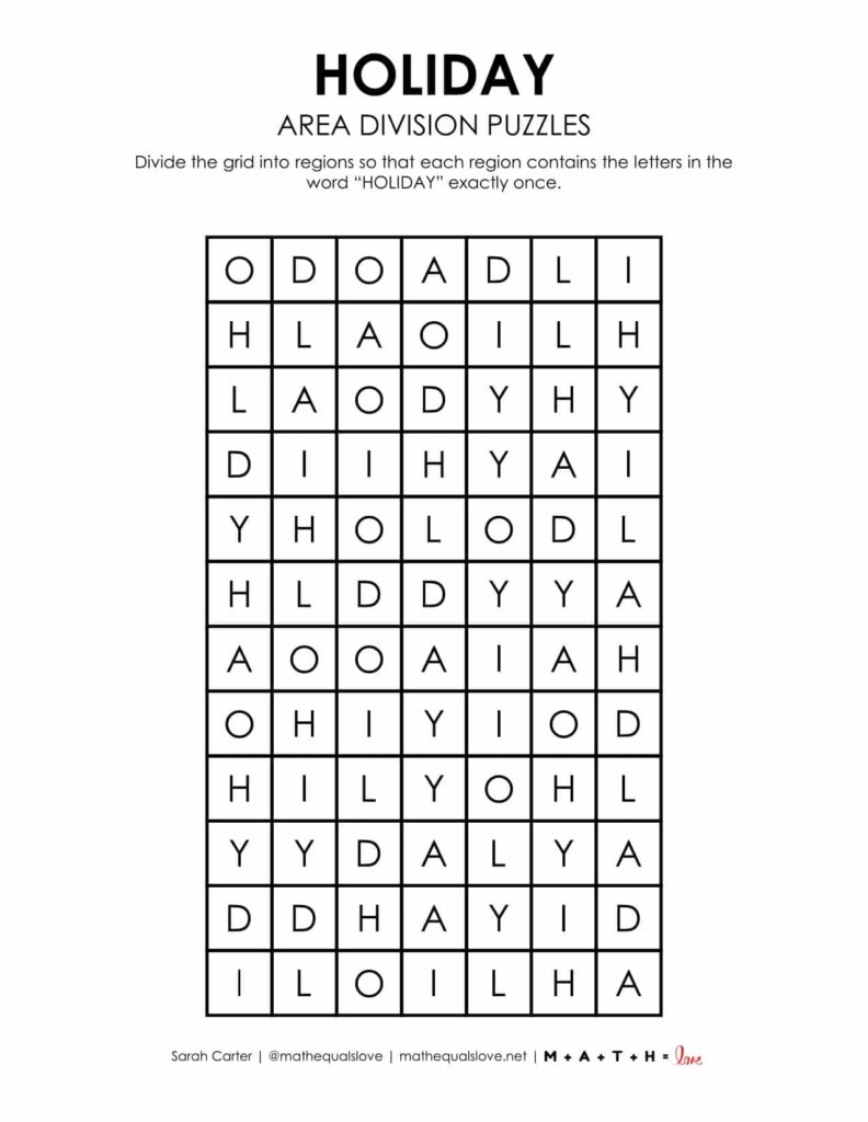 happy holidays logic puzzle printable free.
