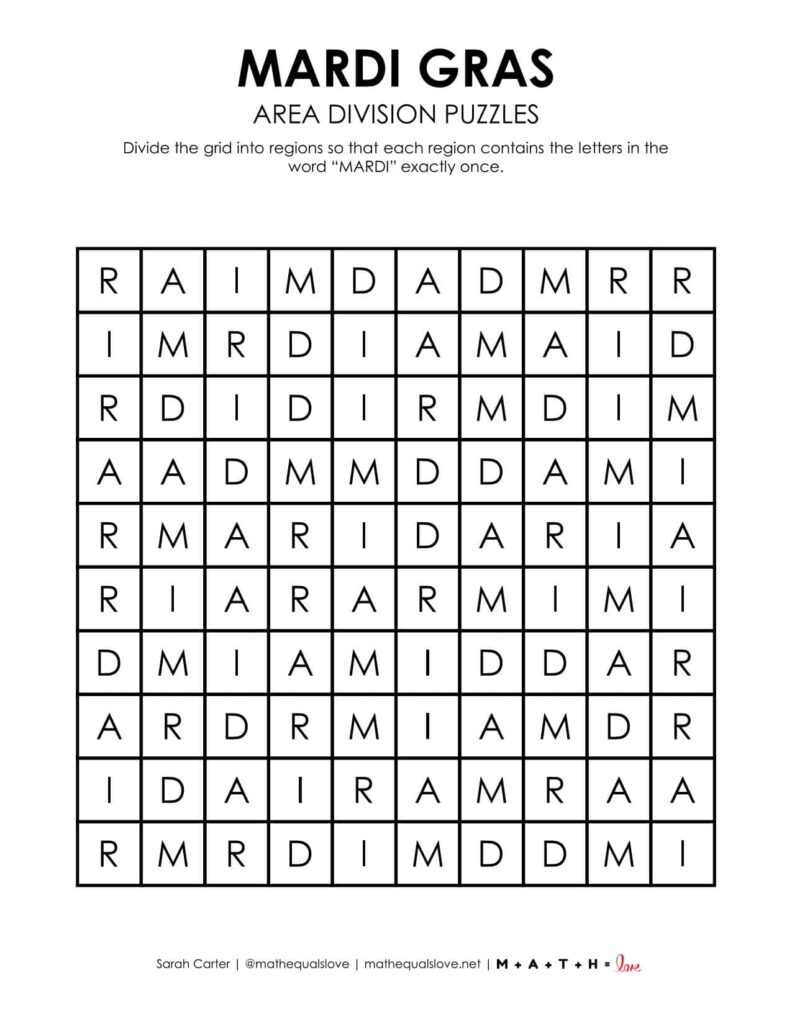 mardi gras logic puzzle printable free.