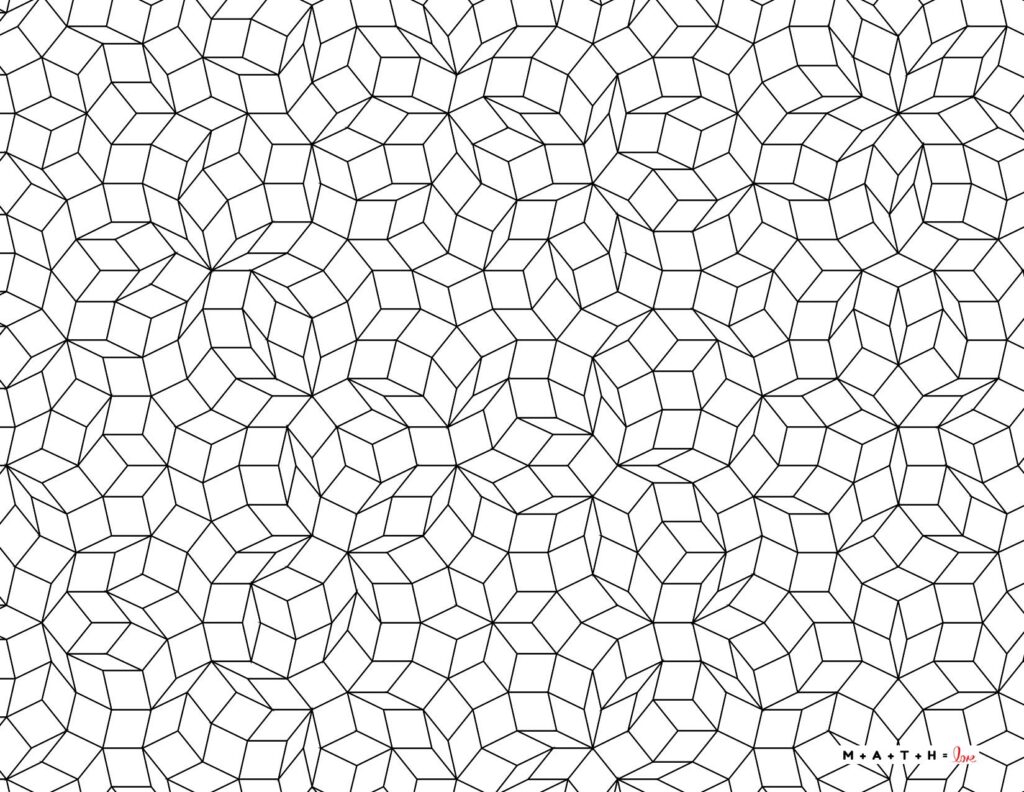 geometric pattern coloring page with mathematical tiling. 