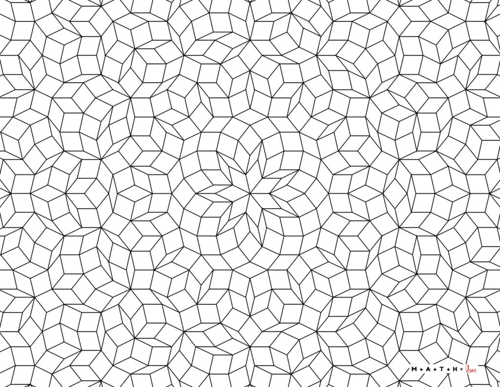 geometric pattern coloring page with mathematical tiling. 