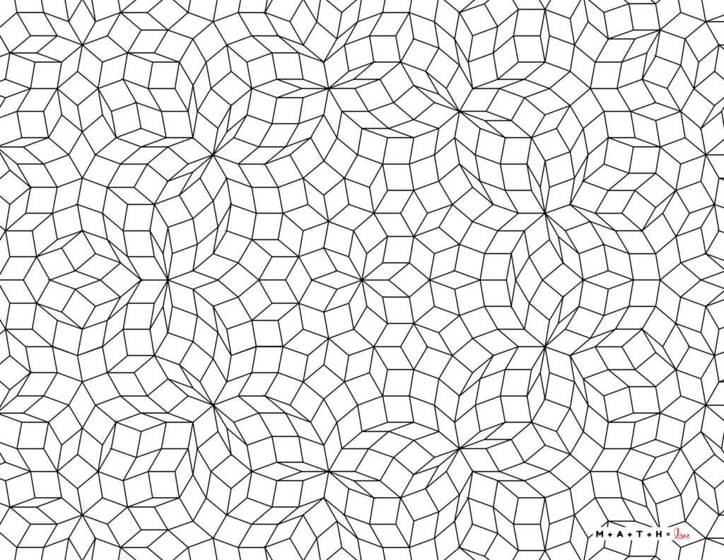 geometric pattern coloring page with mathematical tiling. 