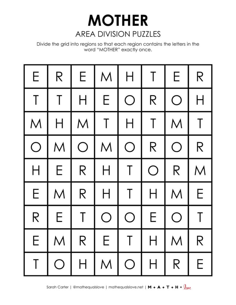 mother logic puzzle for mother's day.