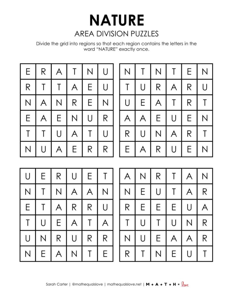 nature logic puzzle printable earth day.