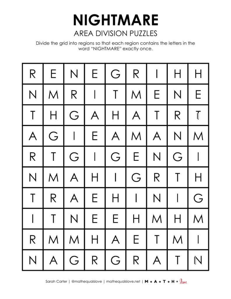 nightmare halloween logic puzzle printable pdf. 
