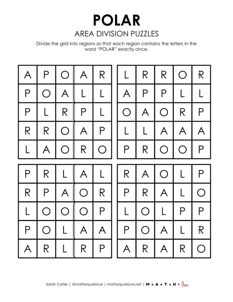 polar winter logic puzzle printable.