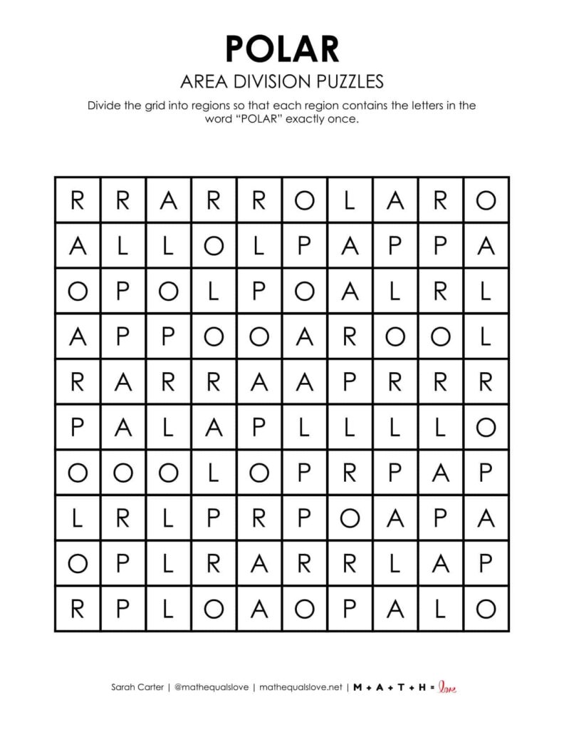 polar winter logic puzzle printable pdf.