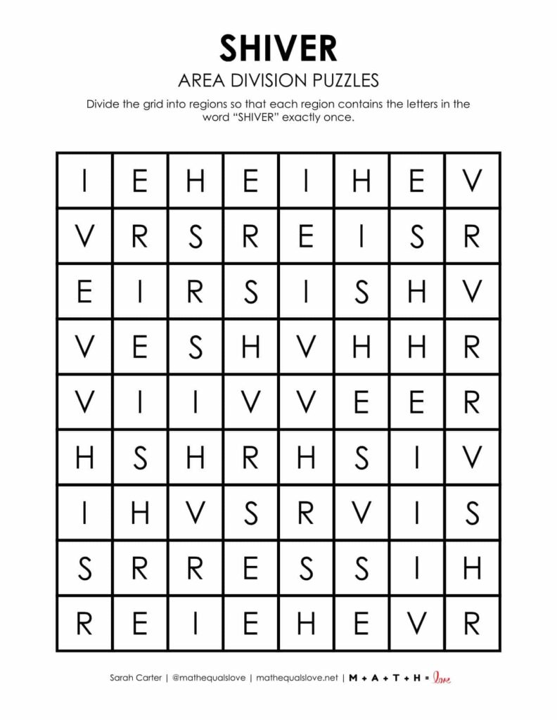 shiver winter logic puzzle printable pdf.