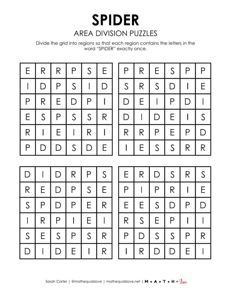 spider halloween logic puzzle printable pdf. 
