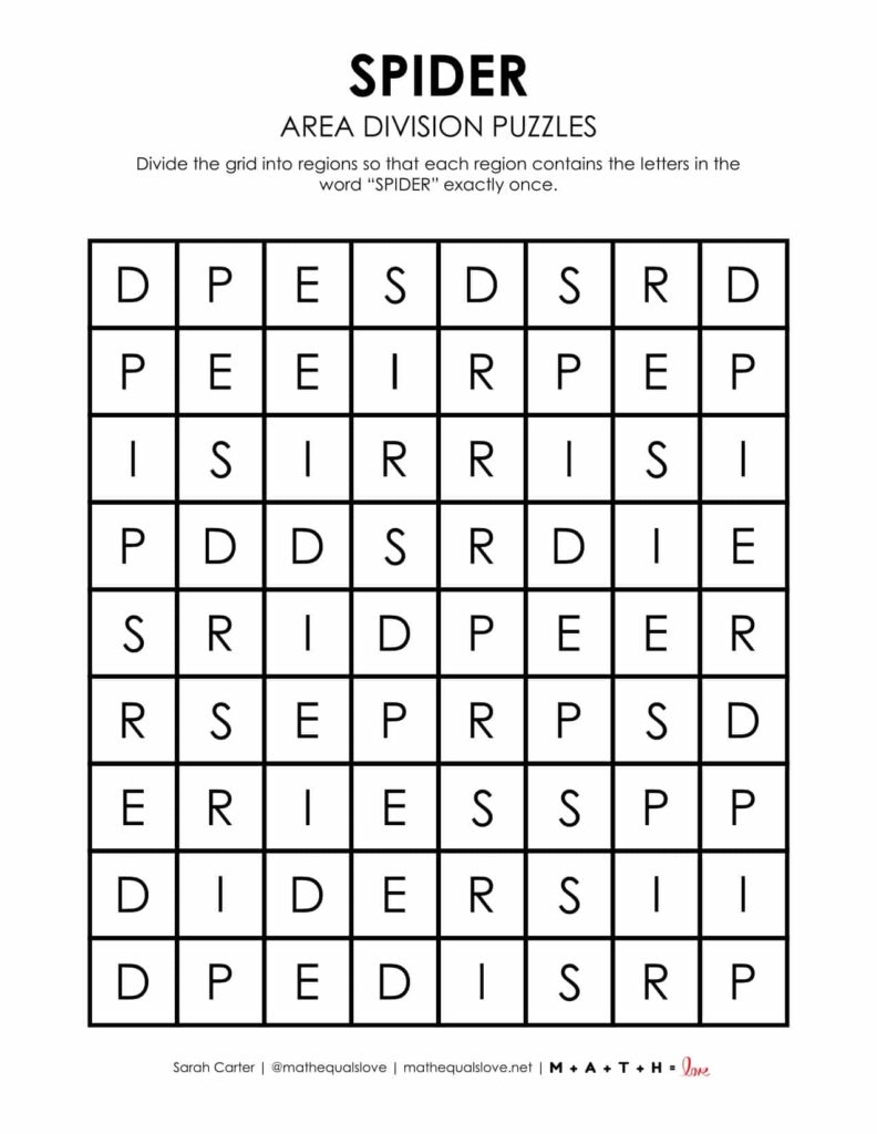 spider halloween logic puzzle printable pdf. 