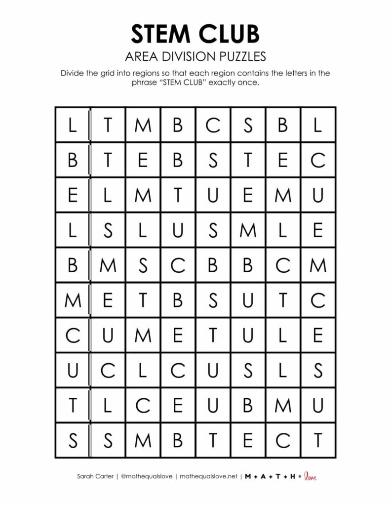 stem club logic puzzle activity printable pdf. 