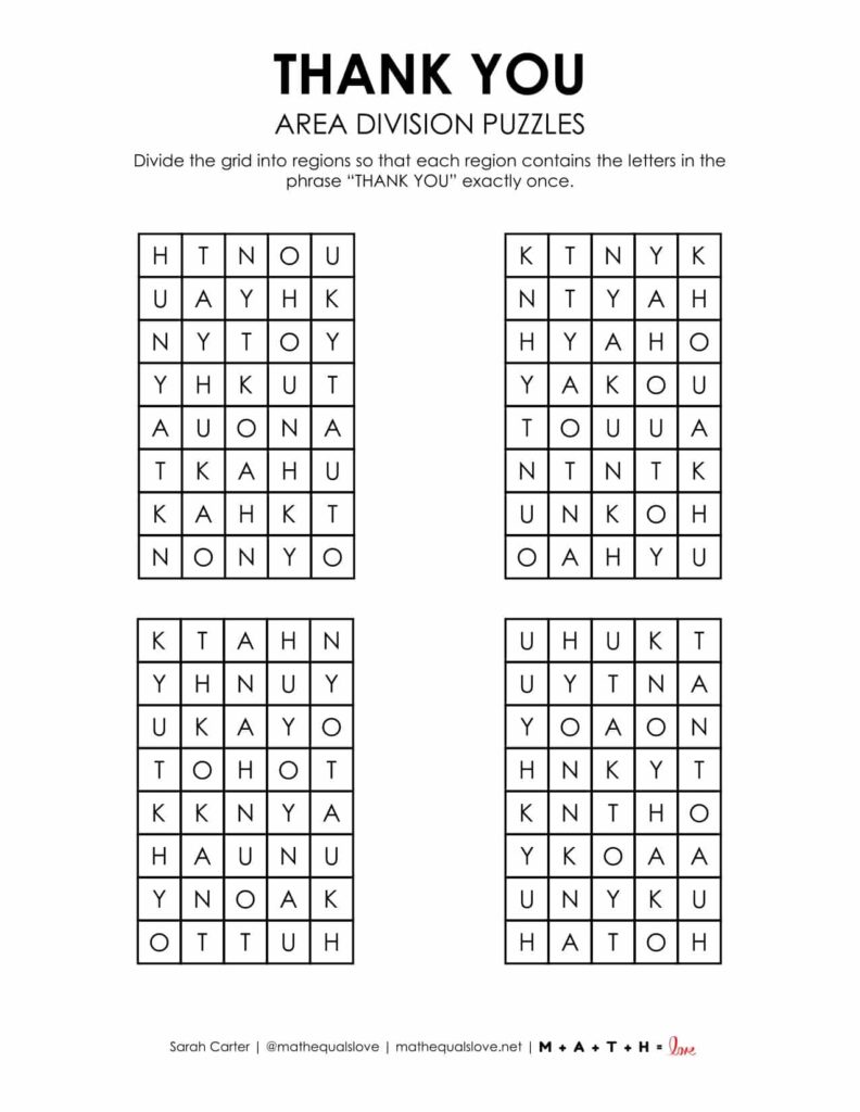 thank you thanksgiving logic puzzle printable. 