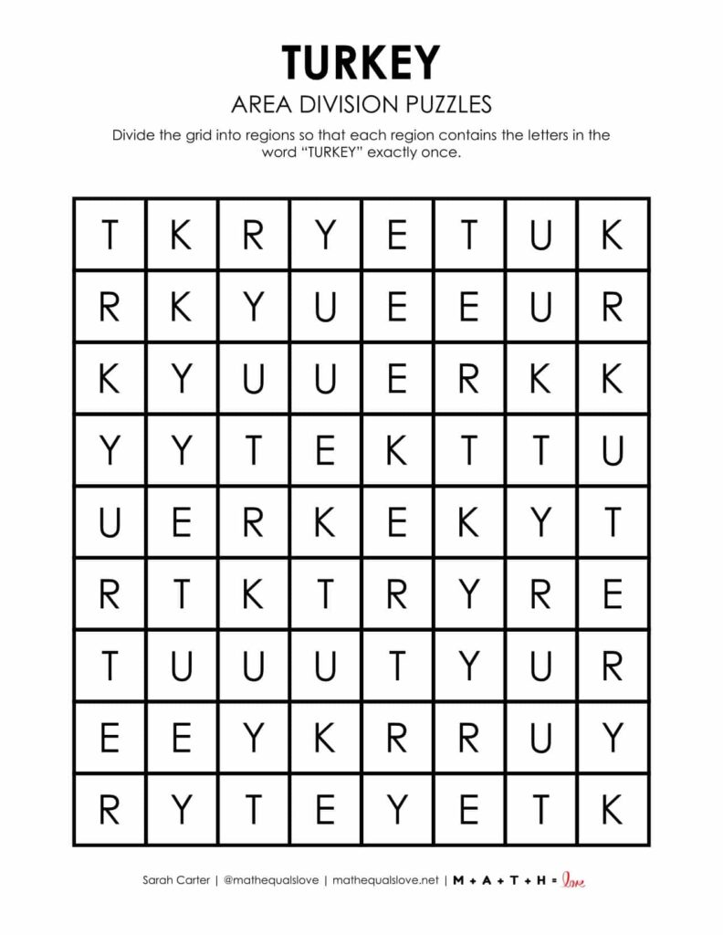 turkey thanksgiving logic puzzle free printable. 