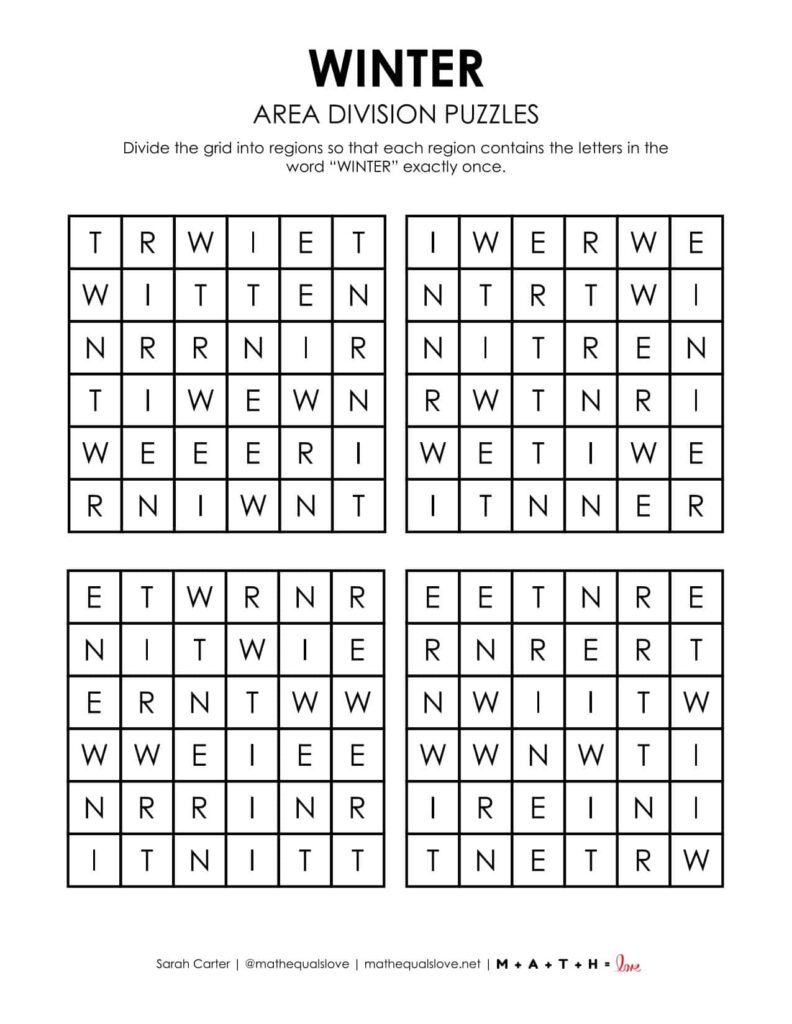 winter logic puzzle printable free. 