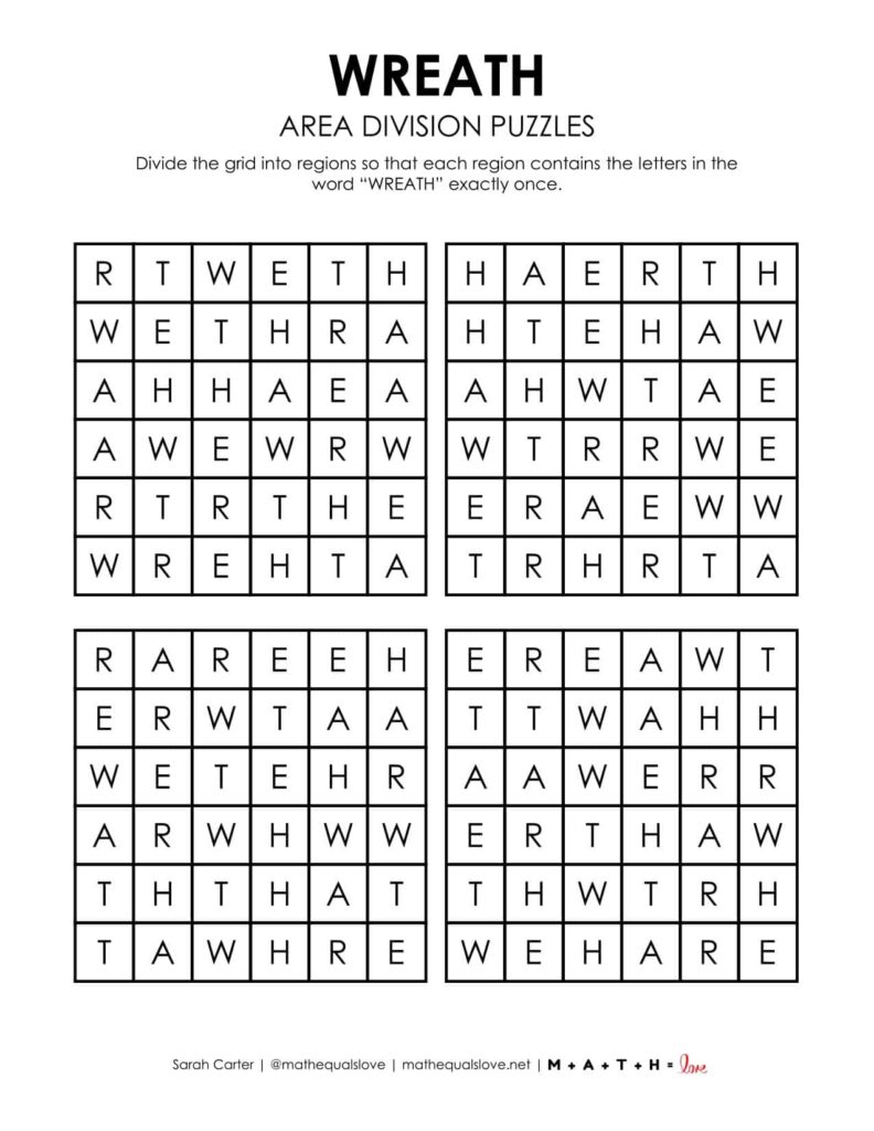 wreath christmas logic puzzle printable. 