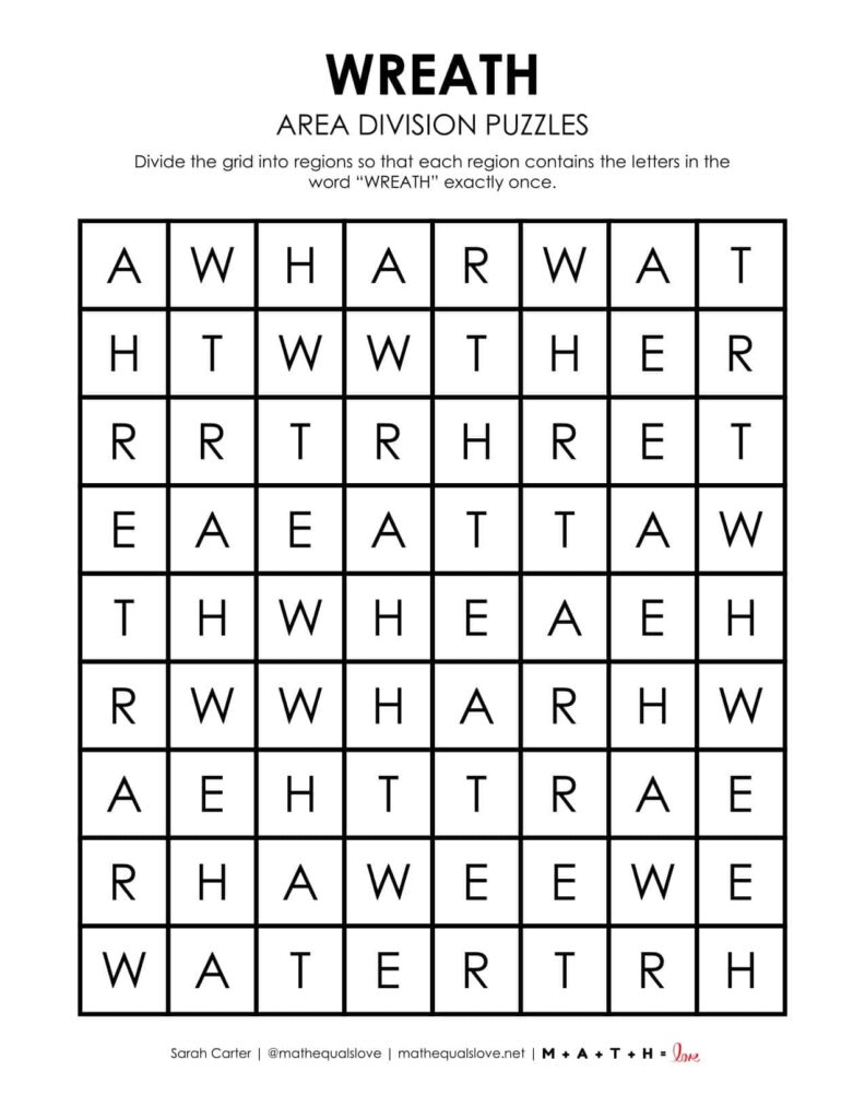 wreath christmas logic puzzle free. 