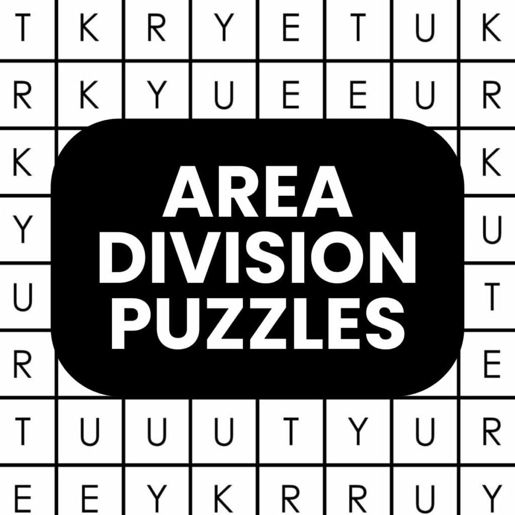 area division logic puzzles. printable pdf free.