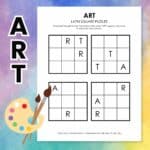 art latin square puzzles for first day of school.