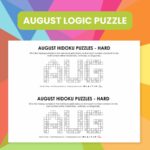 august hidoku logic puzzle printable pdf.