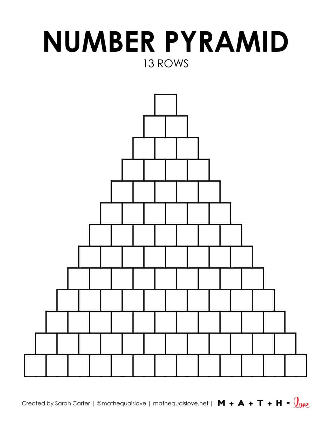 Blank Number Pyramid Templates | Math = Love
