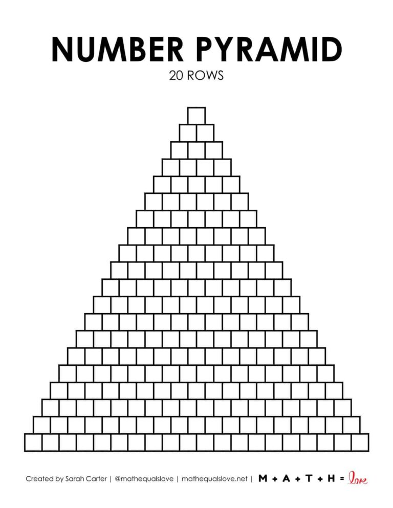 Row 19 Blank Number Pyramid Templates | Math = Love
