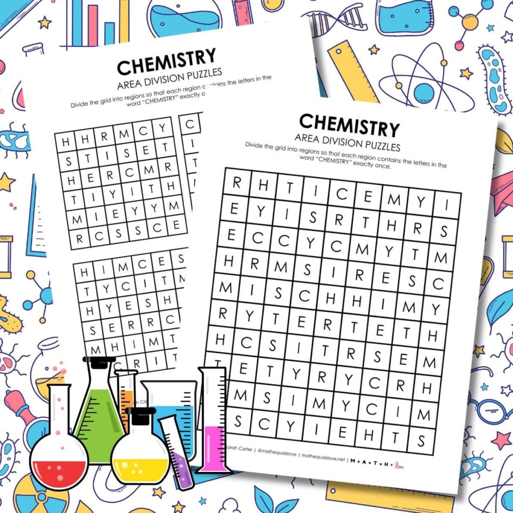 chemistry logic puzzle printable for first day of chemistry class.