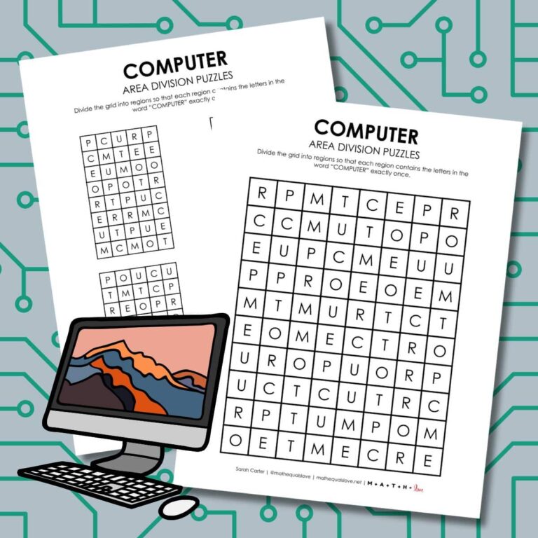 computer logic puzzle printable for first day of computers class.